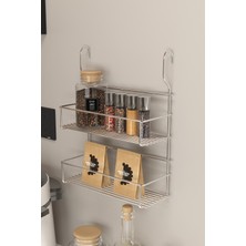 Feyza Design Paslanmaz Krom Metal Iki Katlı Baharatlık Standı, Şık ve Dayanıklı Tasarım