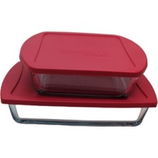 Feyza Design Kırmızı Kapaklı Borcam Seti, Midi Boy, 2'li Paket, Dayanıklı ve Şık Tasarım