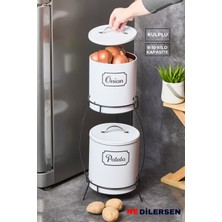 Feyza Design 2 Katlı Metal Sebzelik, Patates ve Soğanlık, Pratik ve Şık Tasarım