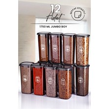 Feyza Design 12'li Jumbo Kare Saklama Kabı Seti 1750 Ml, Dayanıklı ve Şık Tasarım