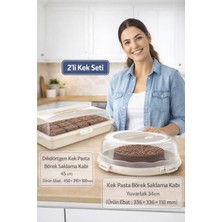 Feyza Design Çiftli 34CM Kek ve Börek Saklama ile 45CM Taşıma Fanusu Seti