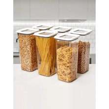 Feyza Design 6 Adet 1700 ml Beyaz Kare Vakumlu Saklama Kabı Seti