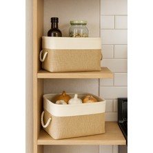 HomyJRs 2'li Büyük Boy Jüt Dolap Içi Çamaşır Çocuk Odası Oyuncak Düzenleyici Katlanır Saklama Sepeti