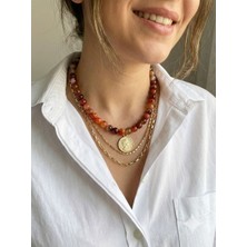 Bohera Doğal Taş Akik 3 Lü Kolye