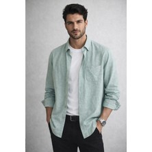 Varetta Erkek Yeşil Düz Uzun Kollu Cepli Yaka Düğmeli Gömlek