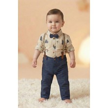 Cattac Kids %100 Pamuklu Erkek Bebek Lacivert Pantolonlu Araba Desenli 4'lü Takım