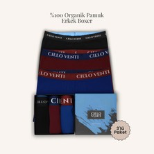Cielo Venti Night Collection | 3'lü Organik Pamuk Erkek Boxer