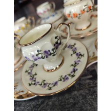 Manushum El Boyama Porselen Mine Kahve Fincanı-Mor 1 Adet