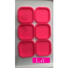Feyza Design 6'lı Pembe Saklama Kabı Kapağı Seti, 6 Litre, 270CC, Pratik ve Şık