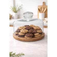 Feyza Design 18 cm Cam Fanus Kapaklı Saklama Kabı, Kek ve Kurabiye Için Ideal