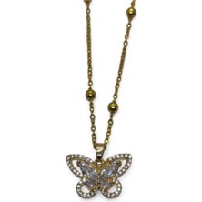 Nkie Jewels Altın Renk Kelebek Model Top Zincir Çelik Kolye - 3688