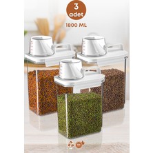Feyza Design 3’lü Sızdırmaz Saklama Kabı Seti, 1800 Ml, Bakliyat ve Erzak Kutusu