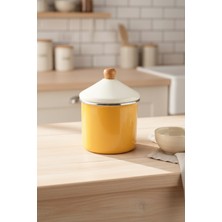 Feyza Design Vintage Tarzda Emaye Baharatlık, Ahşap Saplı, 12 Cm, Şık ve Kullanışlı