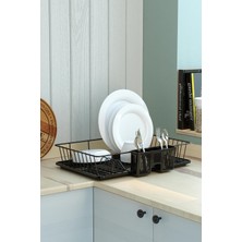 Feyza Design Tek Katlı Paslanmaz Çelik Tablak, Parlak Siyah, Dayanıklı ve Şık Tasarım