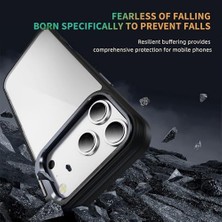 Skygo 17/17 Air / 17 Pro / 17 Pro Max Metal Lens Koruma Standlı Şeffaf Telefon Kılıfı + Lens Koruyucu – Darbe Emici, Şok Dayanıklı, Kaymaz Tpu + Akrilik Kapak (Siyah, 17 Pro)