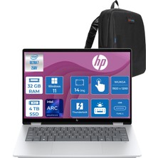 Hp Omnibook x Flip 2-In-1 Laptop Next Gen Aı Intel® Core™ Ultra 7 258V 32GB Ddr5 4tb SSD Intel® Arc™ 140V Gpu 14"2k (1920 x 1200) Touch IPS 400NIT WIN11PRO Dokunmatik BILGISAYARBS9X5EAP15+ZETTAÇANTA