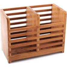 Feyza Design Bambu Kaşıklık, 2 Gözlü, Tezgah Üstü, Şık ve Fonksiyonel Tasarım