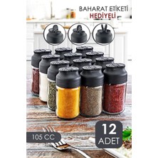 Feyza Design 12'li Çift Kapaklı Cam Baharatlık Seti, Şeffaf ve Şık Tasarım