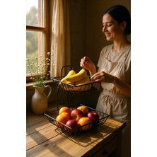 Feyza Design Şık Iki Katlı Metal Meyvelik, 31X20X25CM, Zarif ve Kullanışlı Tasarım