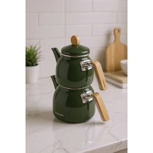 Bambum - Sultan Bambu Kulplu Emaye Çaydanlık Takımı