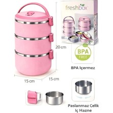 Feyza Design 3 Katlı Sızdırmaz Yemek Termosu, Microdalga Isınabilen Sefer Tası