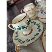 Manushum El Boyama Porselen Mine Kahve Fincanı-Yeşil 1 Adet