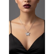 Nkie Jewels Gümüş Renk Kelebek Model Sf Zincir Çelik Kolye - 3813