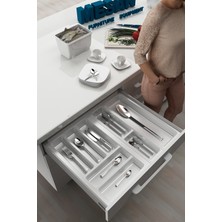 Feyza Design Çekmece Içi Kaşıklık, 54X48 Cm, Yanlar ve Boydan 4 cm Kesilebilir, Beyaz