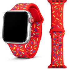 Yeterx 42/44/45/49 mm Uyumlu Silikon Akıllı Saat Kordonu Desenli Spor Kayış Kırmızı