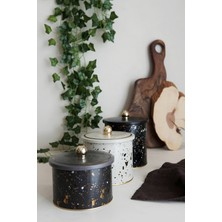 Feyza Design ERB30U4 Yuvarlak Kutu Ø140, Topuz Kulp, 3'lü Set, Terrazzo Tarz