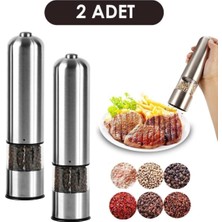 Feyza Design Pratik Otomatik Öğütücü Pilli Baharat Değirmeni, Tuzluk ve Biberlik Seti
