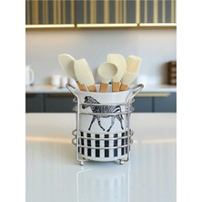 Feyza Design Seramik Dik Kaşıklık Zebra At Desenli Mutfak Aksesuarı, Şık ve Fonksiyonel