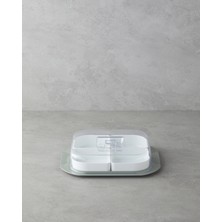 Feyza Design Yeşil Plastik 4 Bölmeli Kahvaltılık, 26X23 Cm, Pratik ve Şık Tasarım