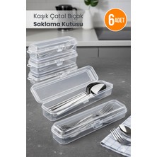 Orvila 6 Adet - Kaşık Çatal Bıçak Takımı Saklama Kutusu - Makyaj ve Kalemlik Şeffaf