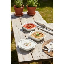 Feyza Design 3'lü Porselen Kare Sunum ve Meze Kasesi 15X12X3,5 Cm, Şık Servis Seti