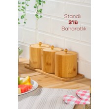 Feyza Design Bambu Çok Amaçlı Saklama Kabı Seti, Organizer, 4 Parça, Baharat ve Mutfak Eşyası