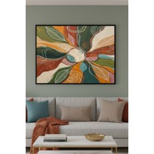 Safir Design Soyut Yaprak Desenli Çerçeveli Tablo Toprak Tonları ve Bohem Stil Çerçeveli Tablo