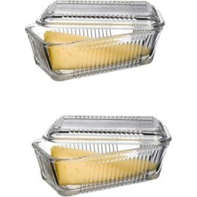 Feyza Design Kapaklı Kahvaltılık Tereyağlık ve Peynirlik Takımı 2'li Set