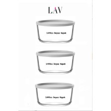 Feyza Design Beyaz Kapaklı 1490 cc Round Saklama Kabı Seti, Güvenle Saklama Imkanı