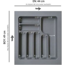Feyza Design Gri Çekmece Içi Plastik Kaşıklık, 7 Göz, En 44-37,5 Cm, Derinlik 49-40 cm