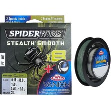 SPİDERWİRE Spiderwire 8x 0.19MM 150M Ip Misina Moss Green & 0.45MM 30M Fluorocarbon Misina