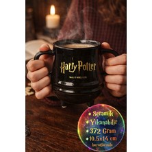 Toyfest Harry Potter Lisanslı Çift Kulplu Kazan Kupa Seramik Siyah Logo Baskılı 14 cm 372 gr Hediyelik Ürün!