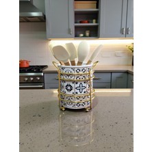 Feyza Design Seramik Metal Kaşıklık, Şık ve Zarif Mutfak Aksesuarı