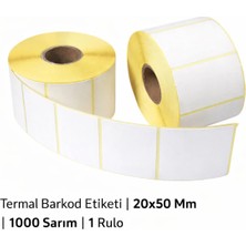 Termal Barkod Etiketi | 20X50 mm | 1000 Sarım | 1 Rulo