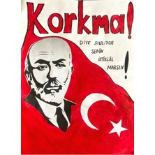 200X250 Ek Dikişli Kumaş Okul Panoları, Etkinlik Fon, 12 Mart Istiklal Marşı Panosu