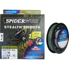 SPİDERWİRE Spiderwire 8x 0.13MM 150M Ip Misina Moss Green & 0.35MM 40M Fluorocarbon Misina