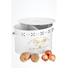 Feyza Design Büyük Boy Bölmeli Metal Patates ve Soğan Sepeti, 18 Lt, Beyaz