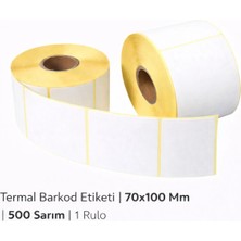 Termal Barkod Etiketi | 70X100 mm | 500 Sarım | 10 Rulo