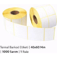 Termal Barkod Etiketi | 40X60 mm | 1000 Sarım | 10 Rulo