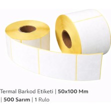Termal Barkod Etiketi | 50X100 mm | 500 Sarım | 1 Rulo